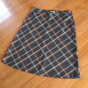 Loft Brown Plaid Wool Skirt
